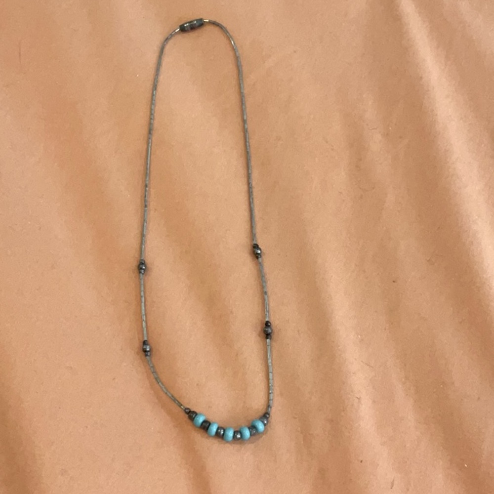 Silver Necklace with turquoise beads. Silver and turquoise necklace